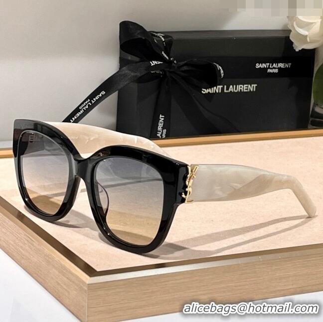 Luxury New Saint Laurent Sunglasses SL M95 Black/White 2023