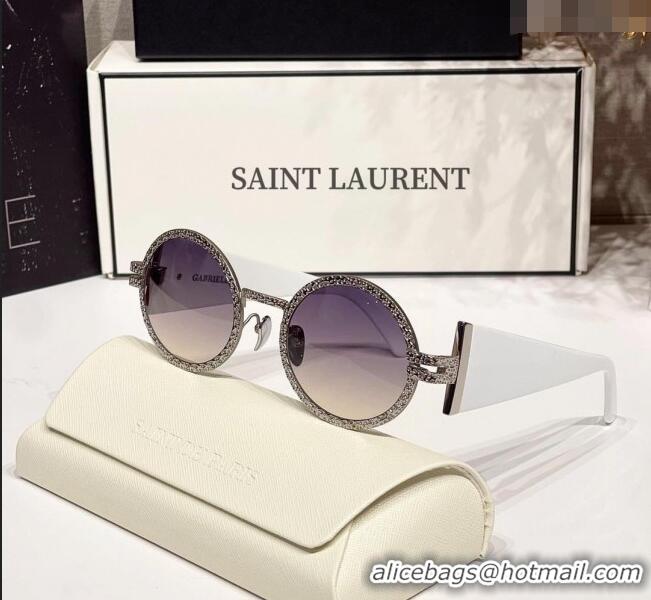 Modern Classic Saint Laurent Sunglasses Round SLM311 White 2024