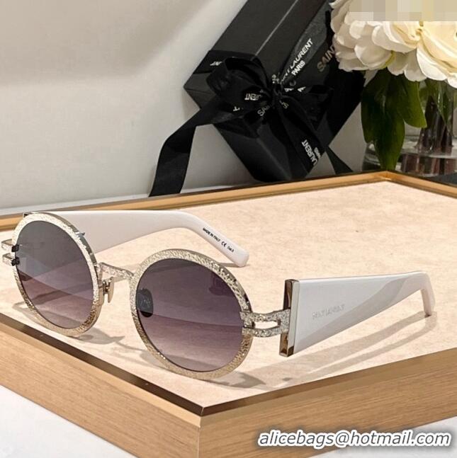 Modern Classic Saint Laurent Sunglasses Round SLM311 White 2024