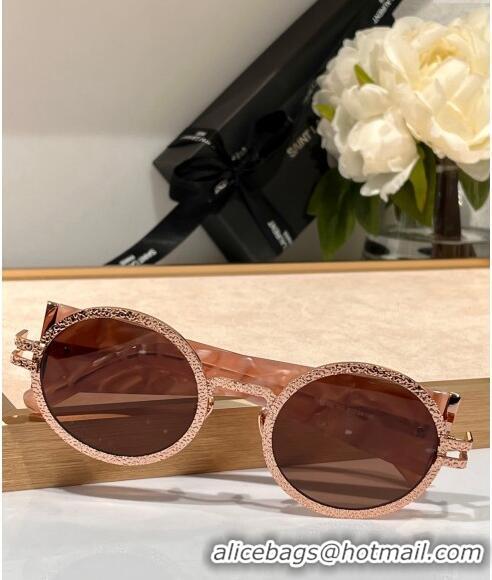 Inexpensive Saint Laurent Sunglasses Round SLM311 Rose Gold 2024