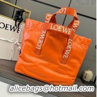 Promotional Loewe Fold Shopper Tote Bag in Paper Calfskin 052301 Orange 2023