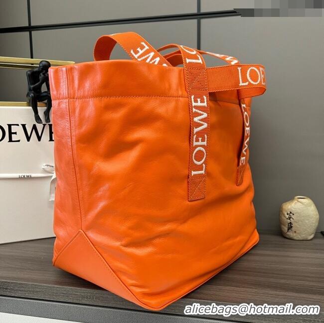 Promotional Loewe Fold Shopper Tote Bag in Paper Calfskin 052301 Orange 2023