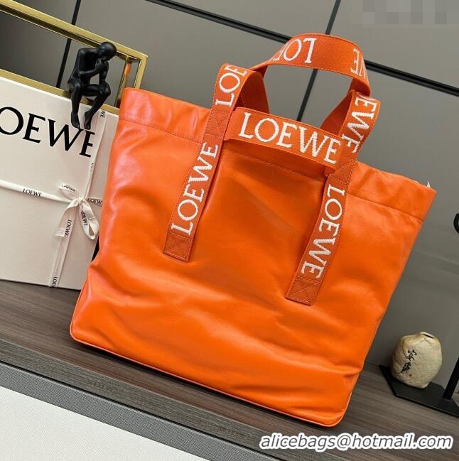 Promotional Loewe Fold Shopper Tote Bag in Paper Calfskin 052301 Orange 2023