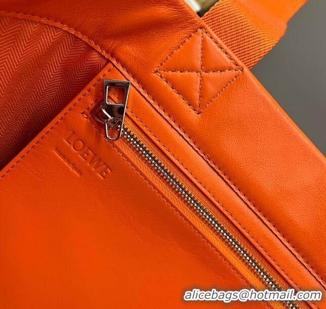 Promotional Loewe Fold Shopper Tote Bag in Paper Calfskin 052301 Orange 2023