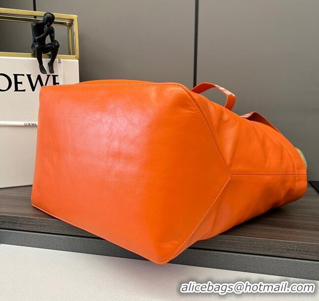 Promotional Loewe Fold Shopper Tote Bag in Paper Calfskin 052301 Orange 2023