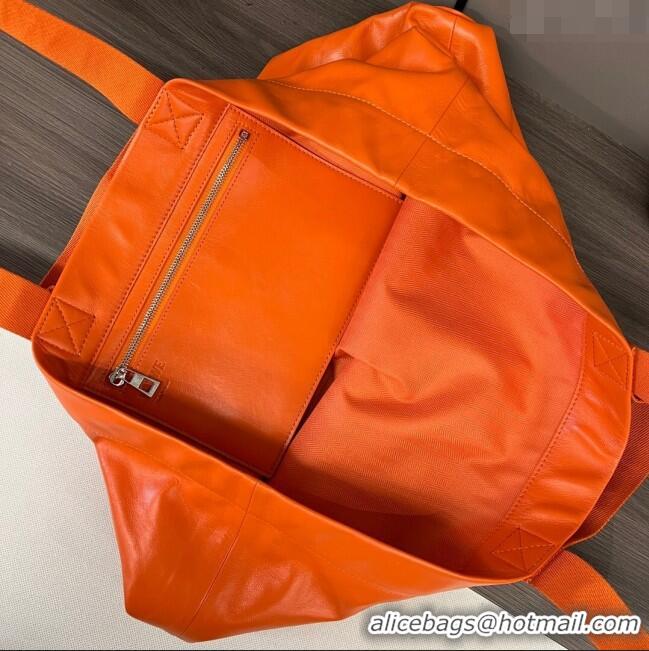 Promotional Loewe Fold Shopper Tote Bag in Paper Calfskin 052301 Orange 2023