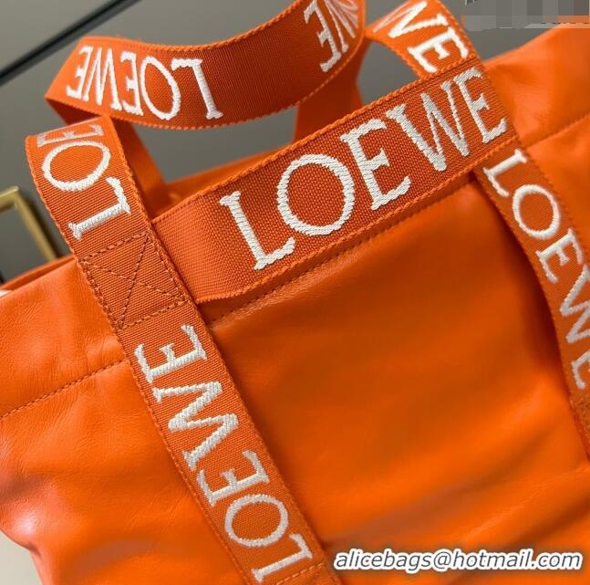 Promotional Loewe Fold Shopper Tote Bag in Paper Calfskin 052301 Orange 2023