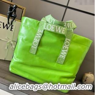 Reasonable Price Loewe Fold Shopper Tote Bag in Paper Calfskin 052301 Lime Green 2023