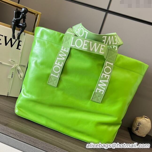 Reasonable Price Loewe Fold Shopper Tote Bag in Paper Calfskin 052301 Lime Green 2023