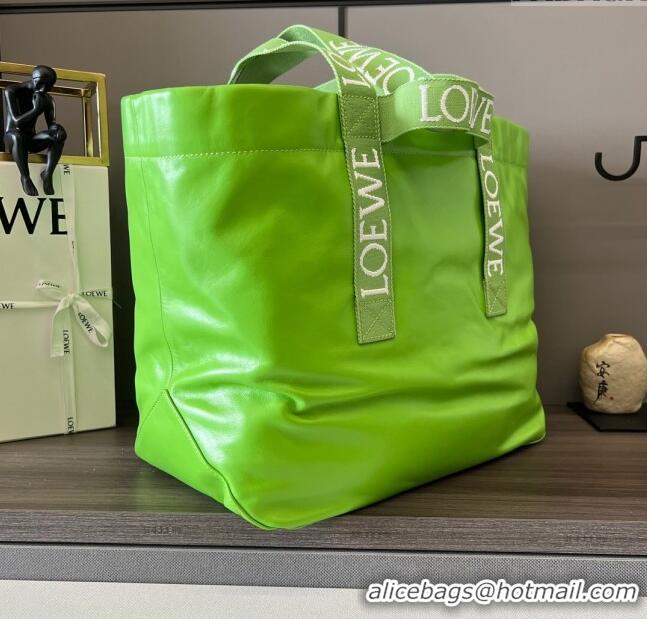 Reasonable Price Loewe Fold Shopper Tote Bag in Paper Calfskin 052301 Lime Green 2023