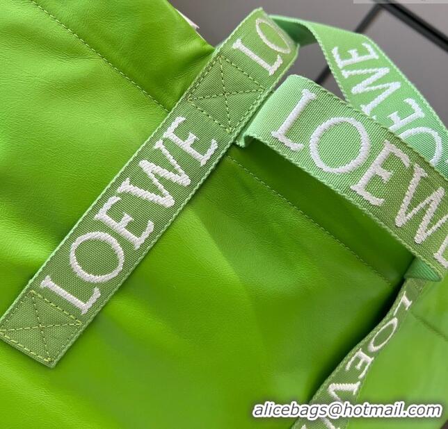 Reasonable Price Loewe Fold Shopper Tote Bag in Paper Calfskin 052301 Lime Green 2023