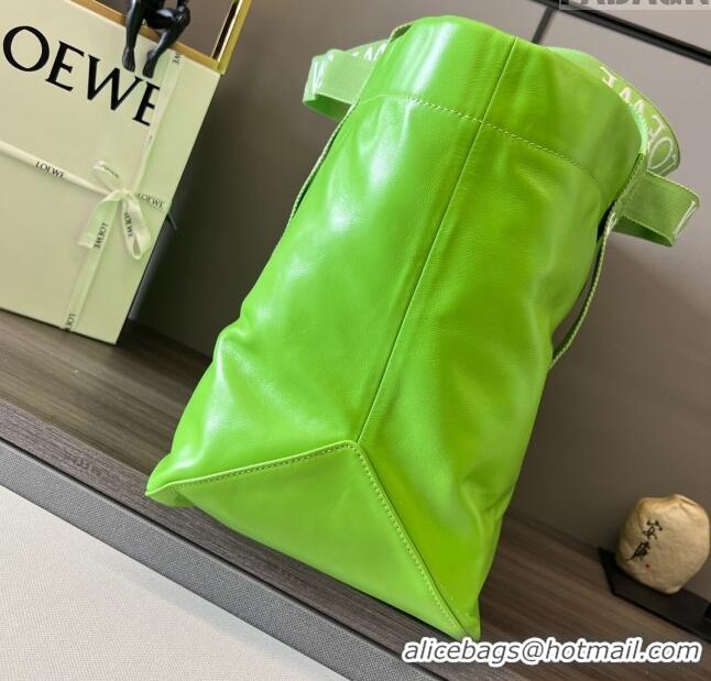 Reasonable Price Loewe Fold Shopper Tote Bag in Paper Calfskin 052301 Lime Green 2023