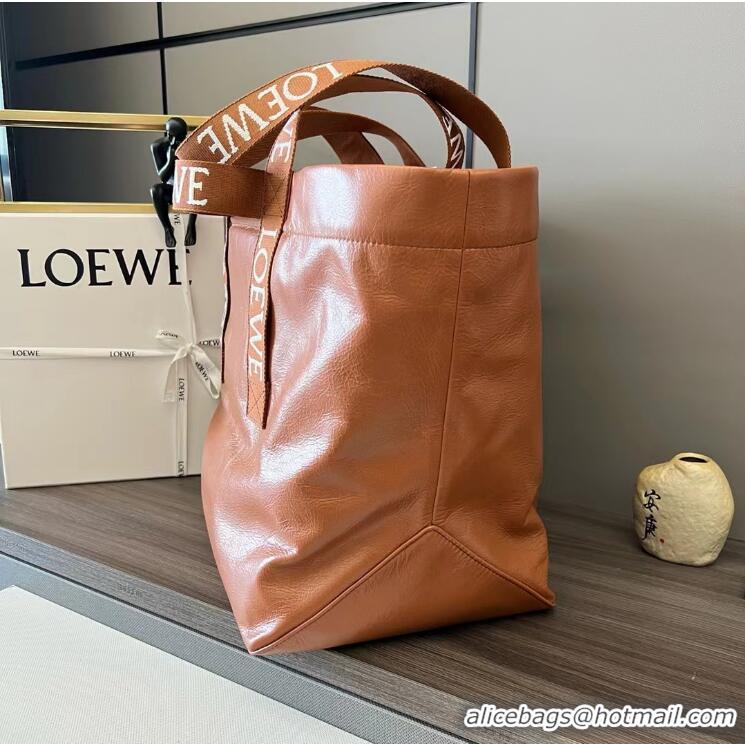 Super Quality Loewe Fold Shopper Tote Bag in Paper Calfskin 052301 Brown 2023