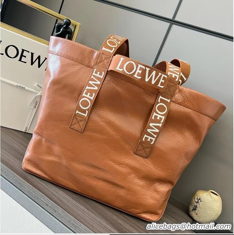 Super Quality Loewe Fold Shopper Tote Bag in Paper Calfskin 052301 Brown 2023