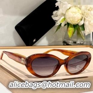 Shop Grada Chanel Oval Sunglasses with Chain CH5515 2023