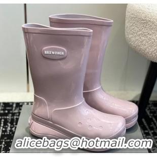 Perfect Balenciaga Patent Rubber Rain Boots Light Pink 321128