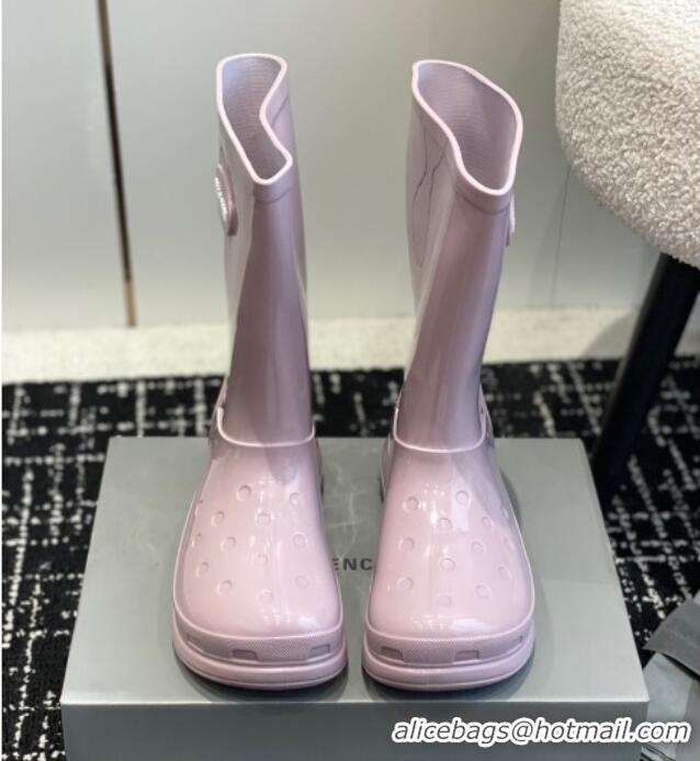 Perfect Balenciaga Patent Rubber Rain Boots Light Pink 321128