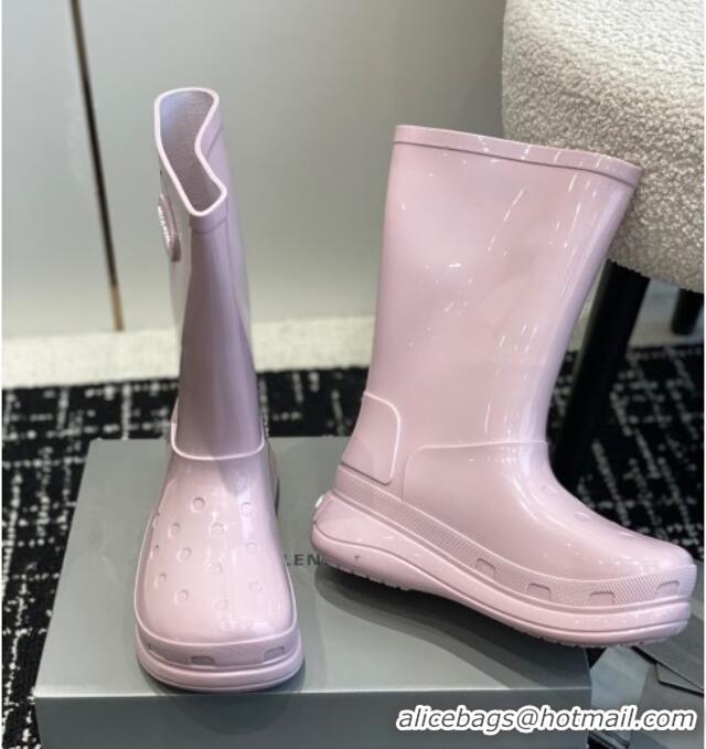 Perfect Balenciaga Patent Rubber Rain Boots Light Pink 321128