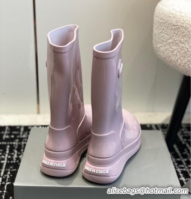 Perfect Balenciaga Patent Rubber Rain Boots Light Pink 321128