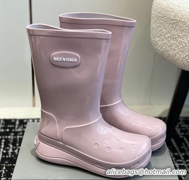 Perfect Balenciaga Patent Rubber Rain Boots Light Pink 321128