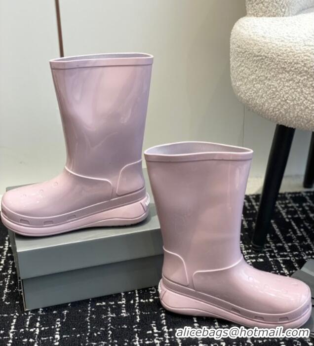 Perfect Balenciaga Patent Rubber Rain Boots Light Pink 321128