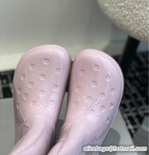 Perfect Balenciaga Patent Rubber Rain Boots Light Pink 321128