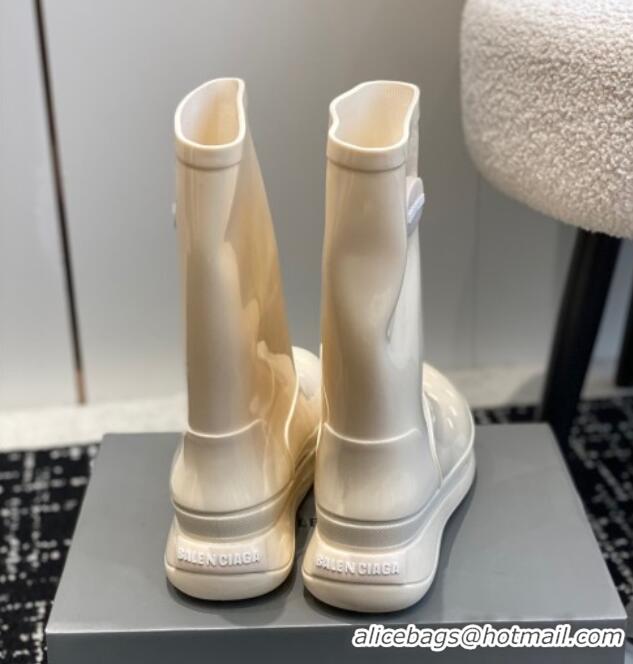 Pretty Style Balenciaga Patent Rubber Rain Boots White 321129