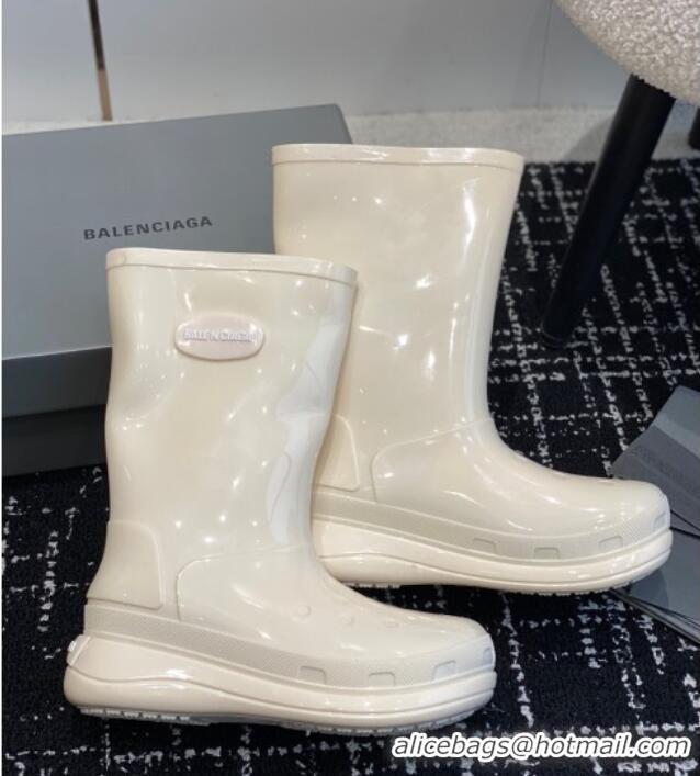 Pretty Style Balenciaga Patent Rubber Rain Boots White 321129