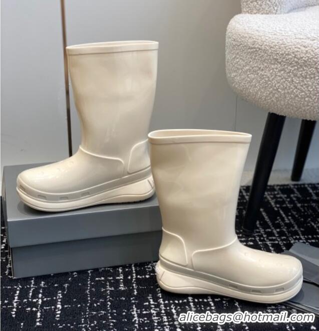 Pretty Style Balenciaga Patent Rubber Rain Boots White 321129