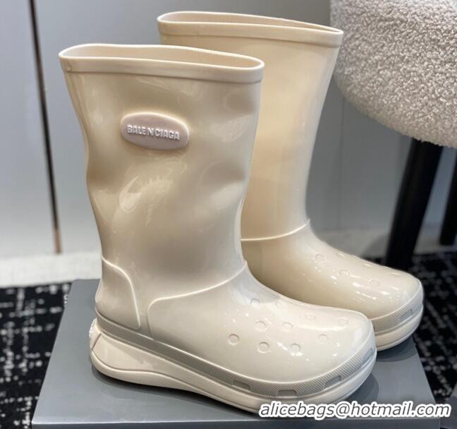 Pretty Style Balenciaga Patent Rubber Rain Boots White 321129