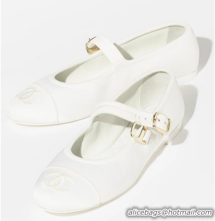 ​High Quality Chanel Mary Janes Shoes in Calfskin Leather CH31108 White