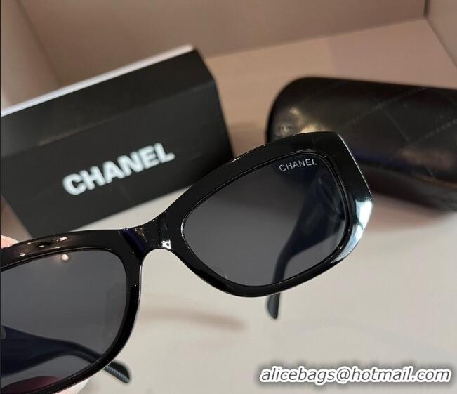 Luxury New Chanel Sunglasses 030401 All Black 2024