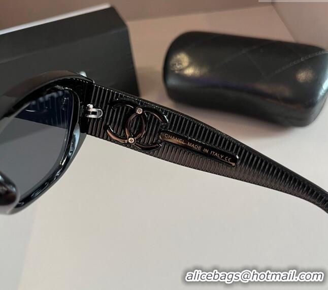 Luxury New Chanel Sunglasses 030401 All Black 2024