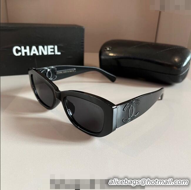 Luxury New Chanel Sunglasses 030401 All Black 2024