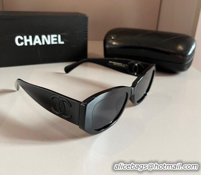 Luxury New Chanel Sunglasses 030401 All Black 2024