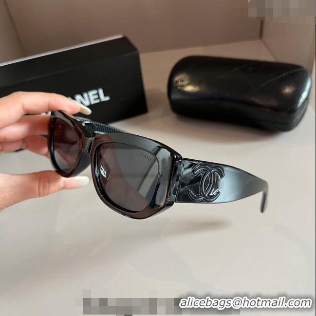 Luxury New Chanel Sunglasses 030401 All Black 2024