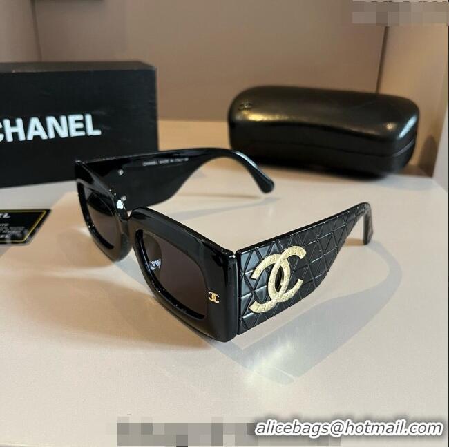 Buy Discount Chanel Quilted Sunglasses 030406 Black 2024