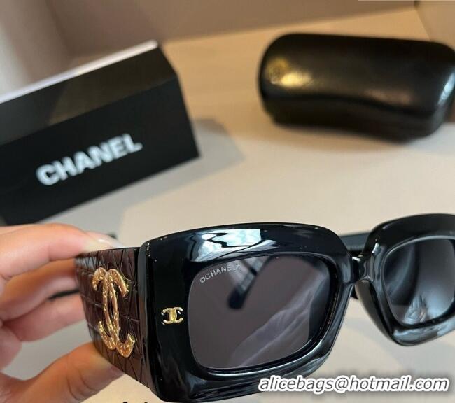 Buy Discount Chanel Quilted Sunglasses 030406 Black 2024