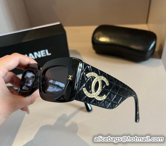 Buy Discount Chanel Quilted Sunglasses 030406 Black 2024