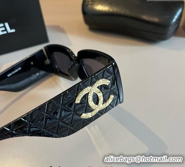 Buy Discount Chanel Quilted Sunglasses 030406 Black 2024