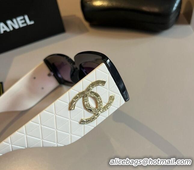 Modern Classic Chanel Quilted Sunglasses 030406 White 2024