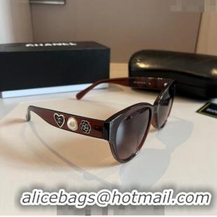 Cheapest Chanel Sunglasses with Heart Charm 0304 Brown 2024