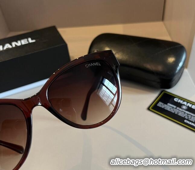 Cheapest Chanel Sunglasses with Heart Charm 0304 Brown 2024