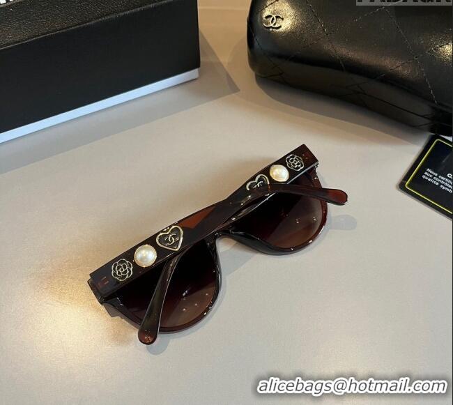 Cheapest Chanel Sunglasses with Heart Charm 0304 Brown 2024