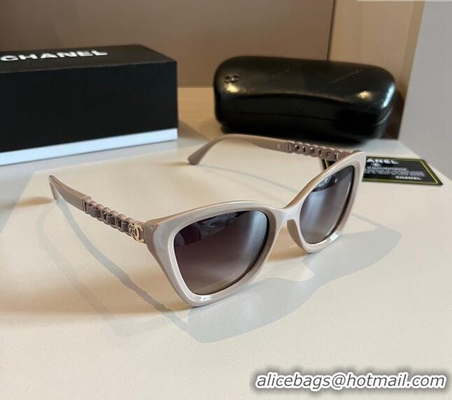 Market Sells Chanel Sunglasses with Chain 0304 Dusty Beige 2024