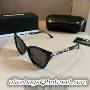 New Release Creation Chanel Sunglasses with Chain 0304 Black 2024