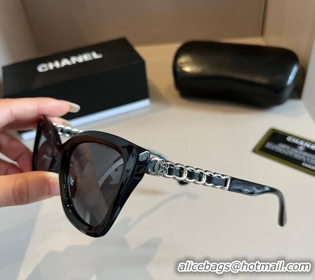 New Release Creation Chanel Sunglasses with Chain 0304 Black 2024