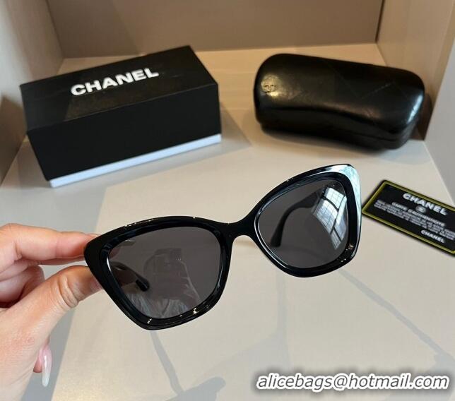 New Release Creation Chanel Sunglasses with Chain 0304 Black 2024