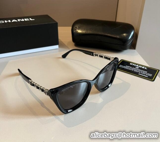 New Release Creation Chanel Sunglasses with Chain 0304 Black 2024