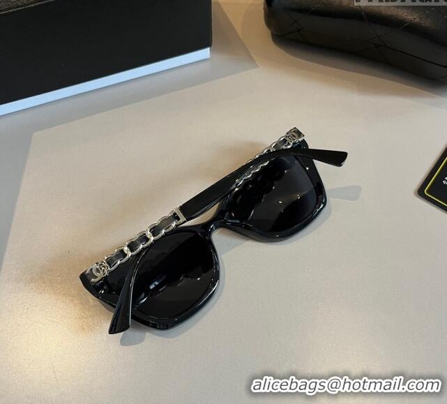 New Release Creation Chanel Sunglasses with Chain 0304 Black 2024